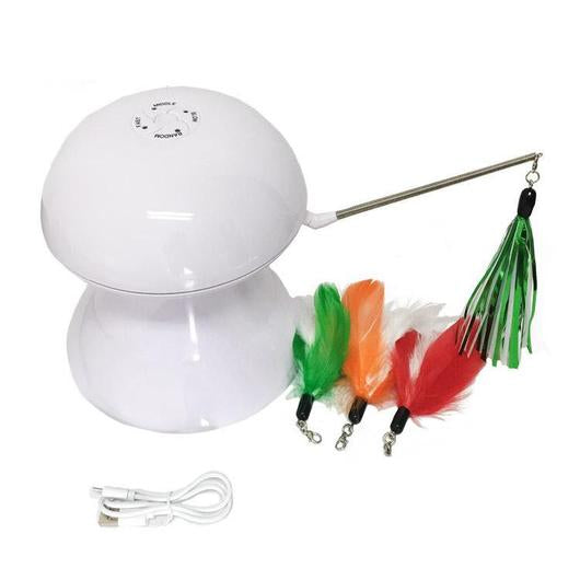 Automatic Cat Laser Toy - Rotating with Feather Teasers