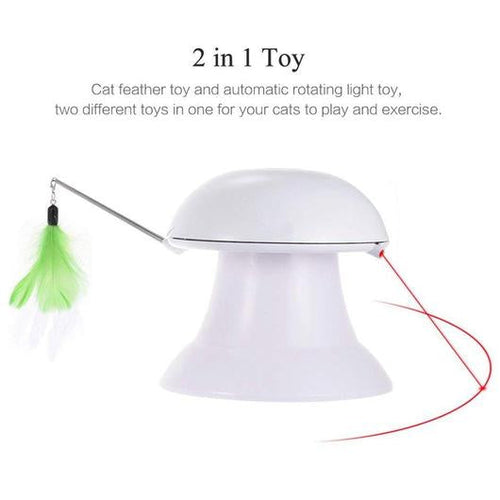 Automatic Cat Laser Toy - Rotating with Feather Teasers