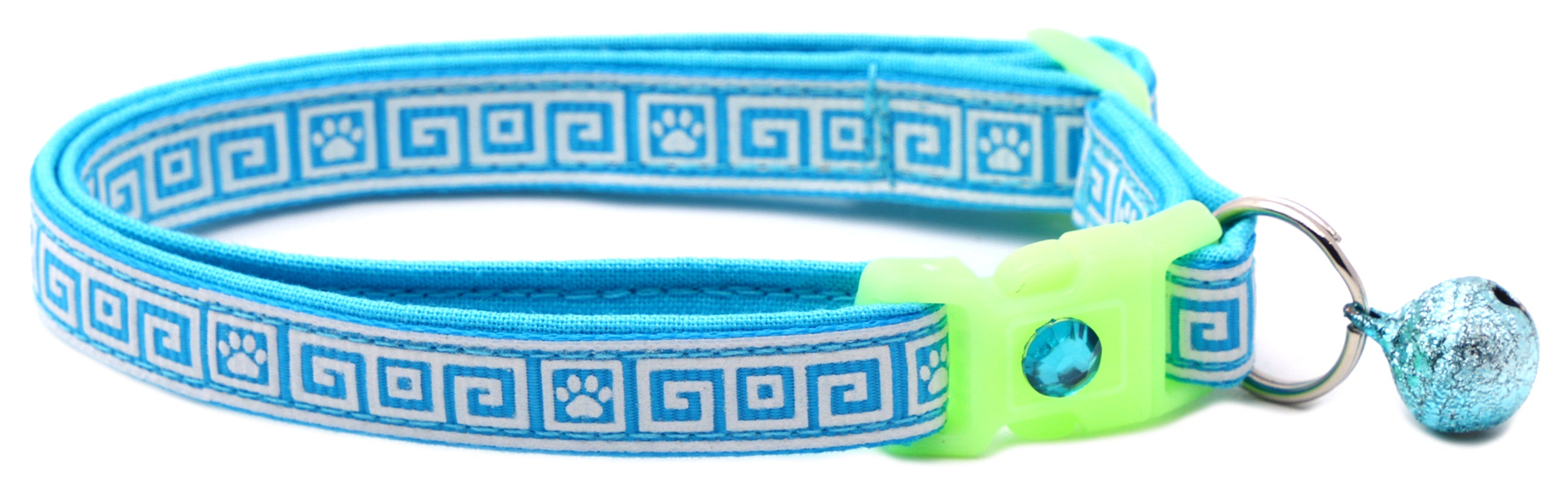 Greek Key Breakaway Cat Collar - Glow-in-Dark Pattern