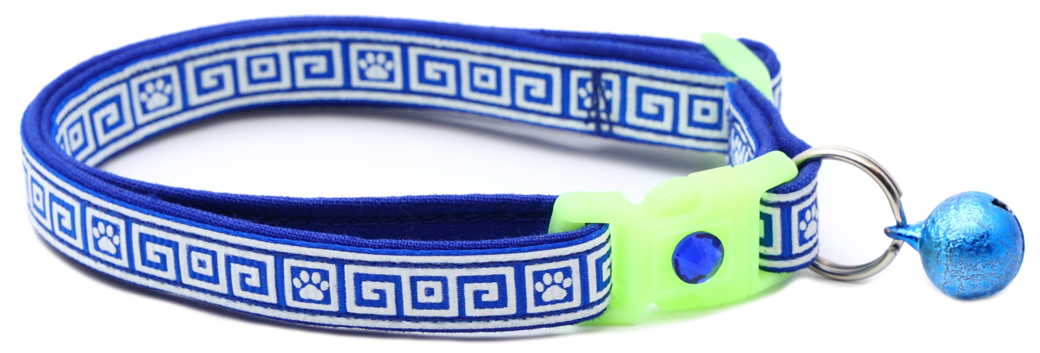 Greek Key Breakaway Cat Collar - Glow-in-Dark Pattern