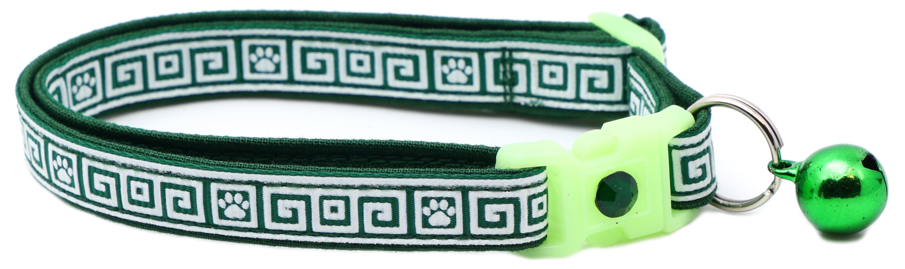 Greek Key Breakaway Cat Collar - Glow-in-Dark Pattern