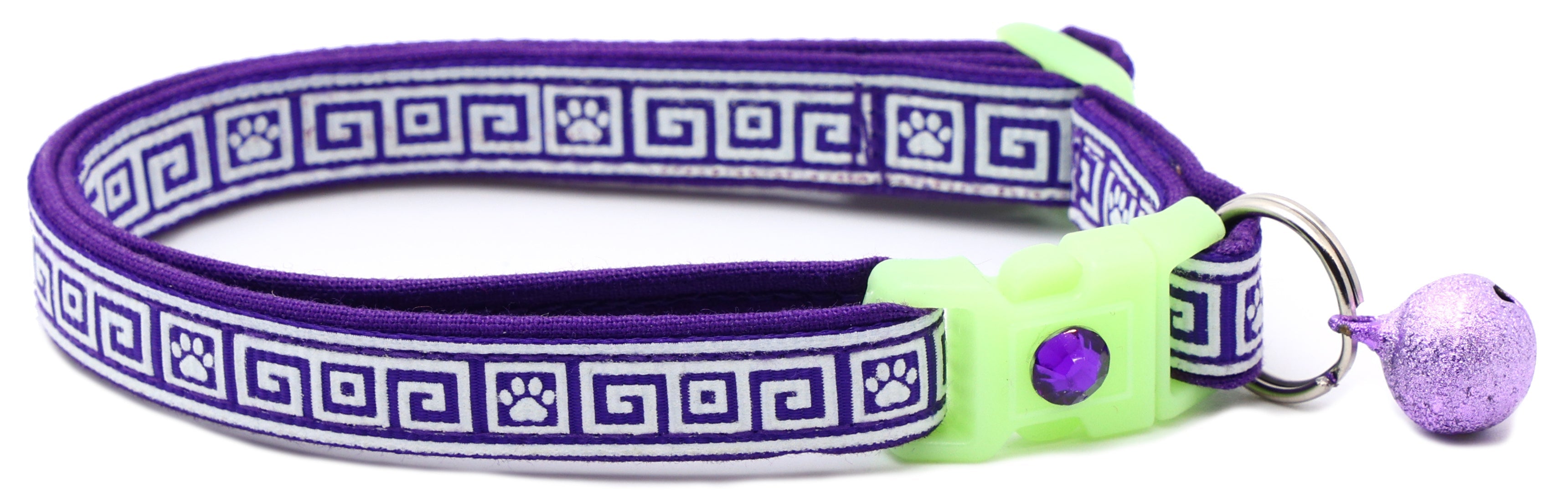 Greek Key Breakaway Cat Collar - Glow-in-Dark Pattern