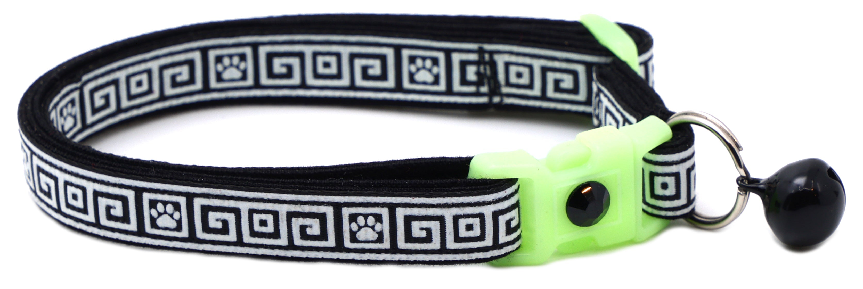 Greek Key Breakaway Cat Collar - Glow-in-Dark Pattern