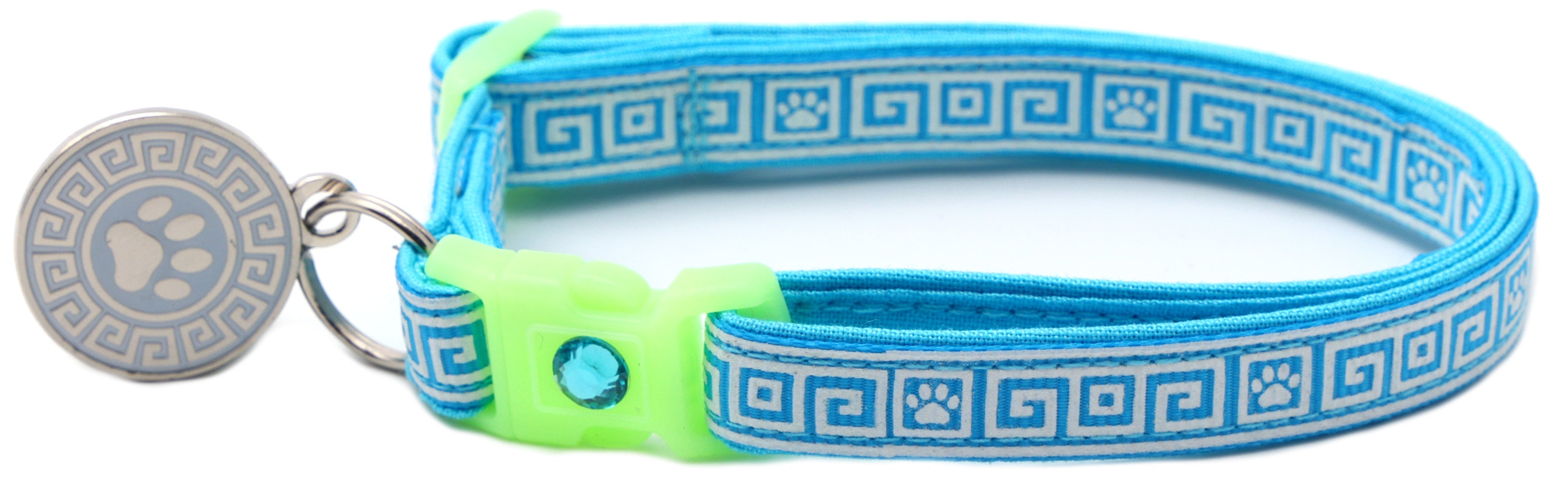 Greek Key Breakaway Cat Collar - Glow-in-Dark Pattern