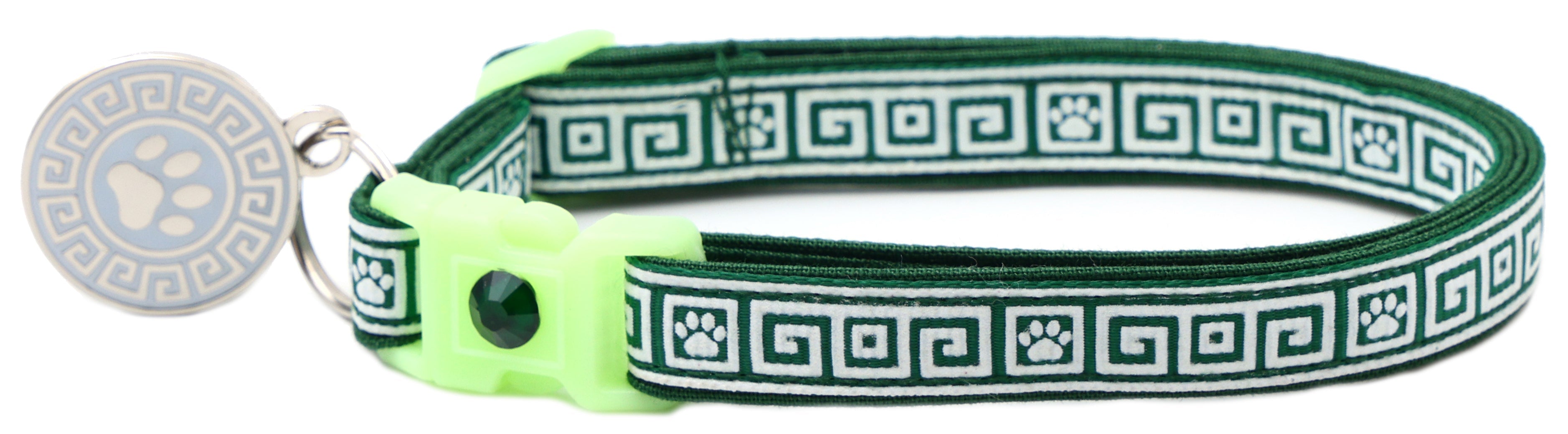 Greek Key Breakaway Cat Collar - Glow-in-Dark Pattern
