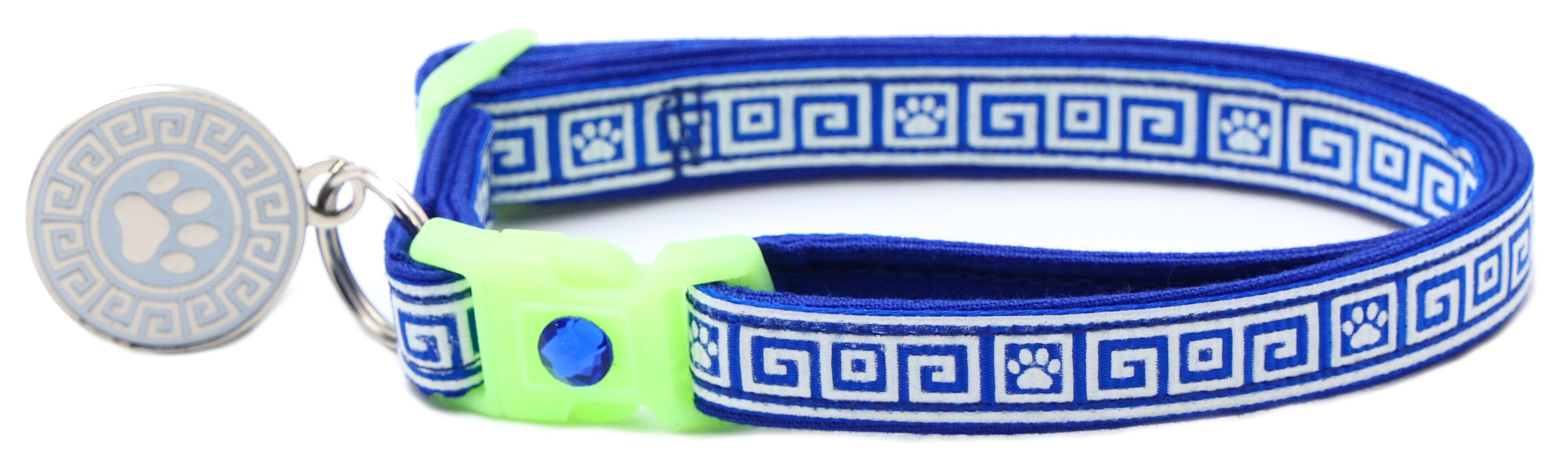 Greek Key Breakaway Cat Collar - Glow-in-Dark Pattern