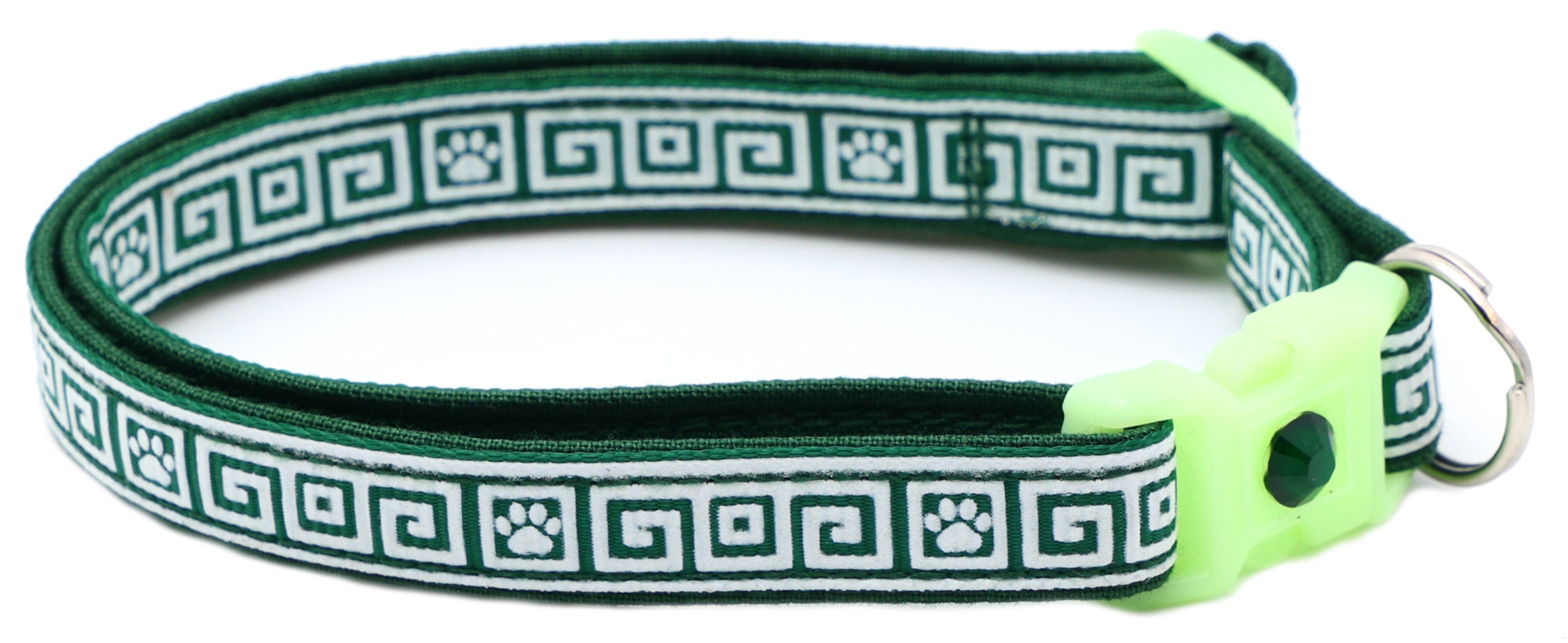 Greek Key Breakaway Cat Collar - Glow-in-Dark Pattern