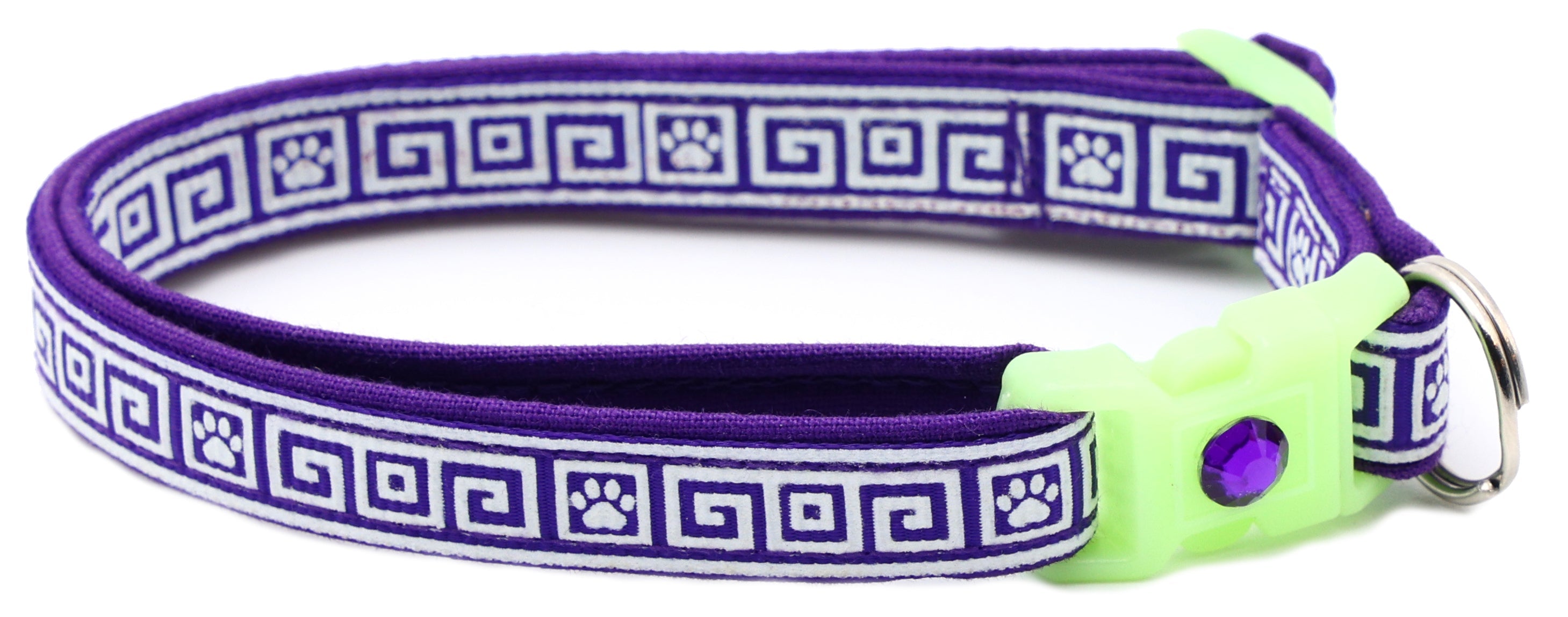 Greek Key Breakaway Cat Collar - Glow-in-Dark Pattern
