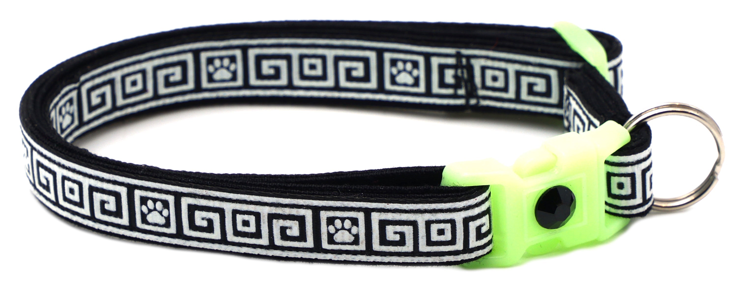 Greek Key Breakaway Cat Collar - Glow-in-Dark Pattern