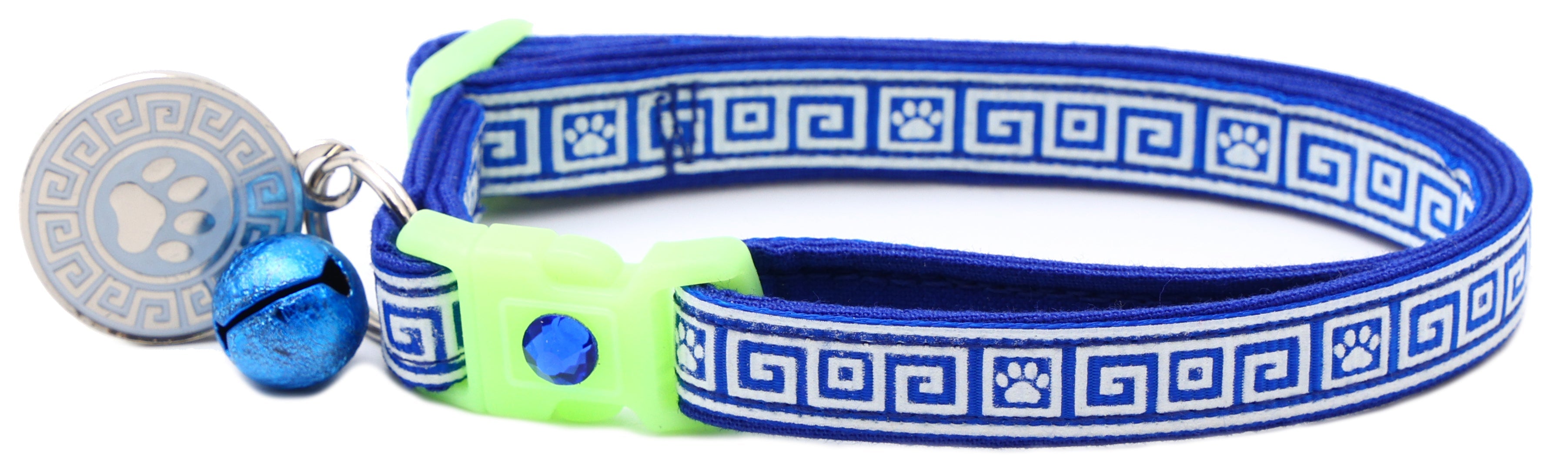 Greek Key Breakaway Cat Collar - Glow-in-Dark Pattern