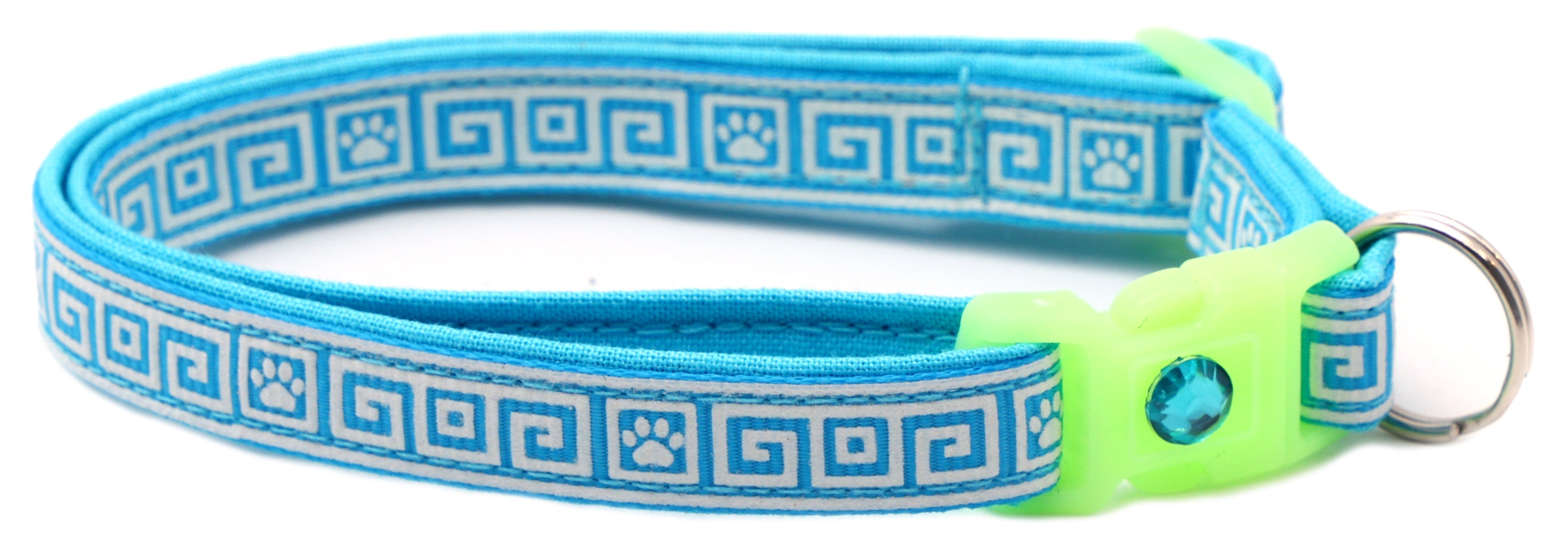 Greek Key Breakaway Cat Collar - Glow-in-Dark Pattern