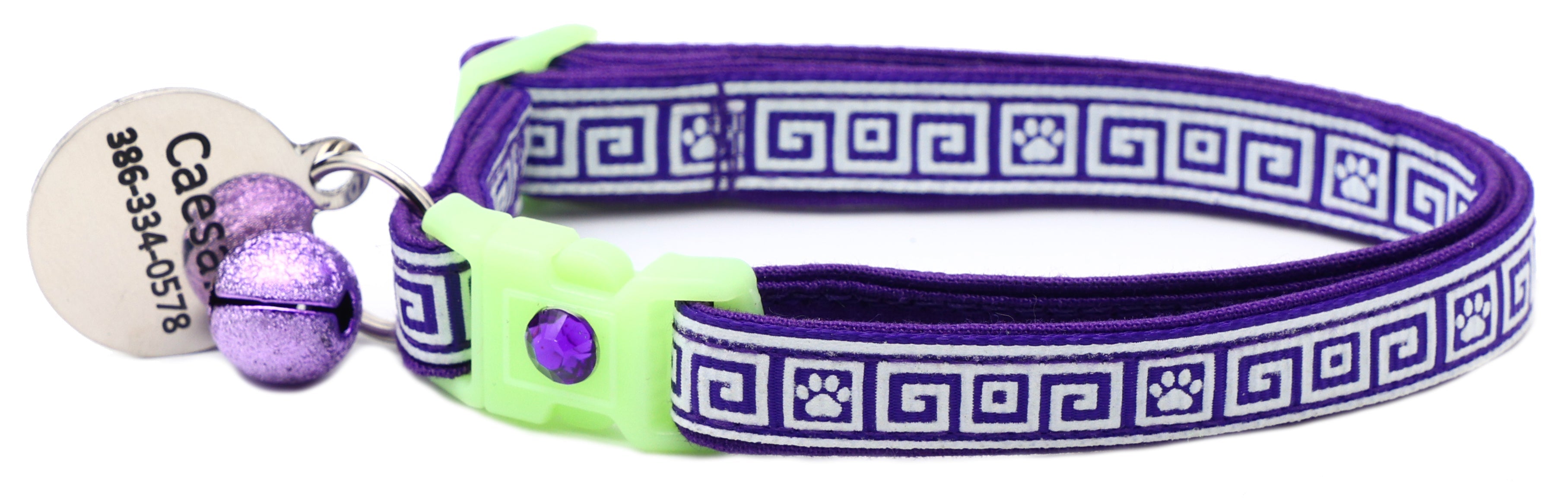 Greek Key Breakaway Cat Collar - Glow-in-Dark Pattern