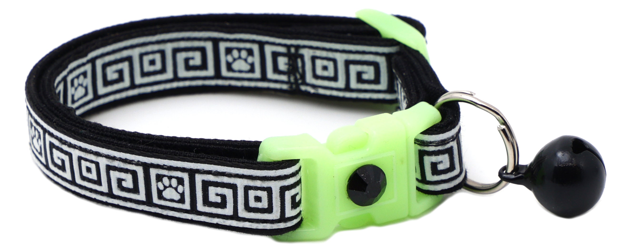 Greek Key Breakaway Cat Collar - Glow-in-Dark Pattern