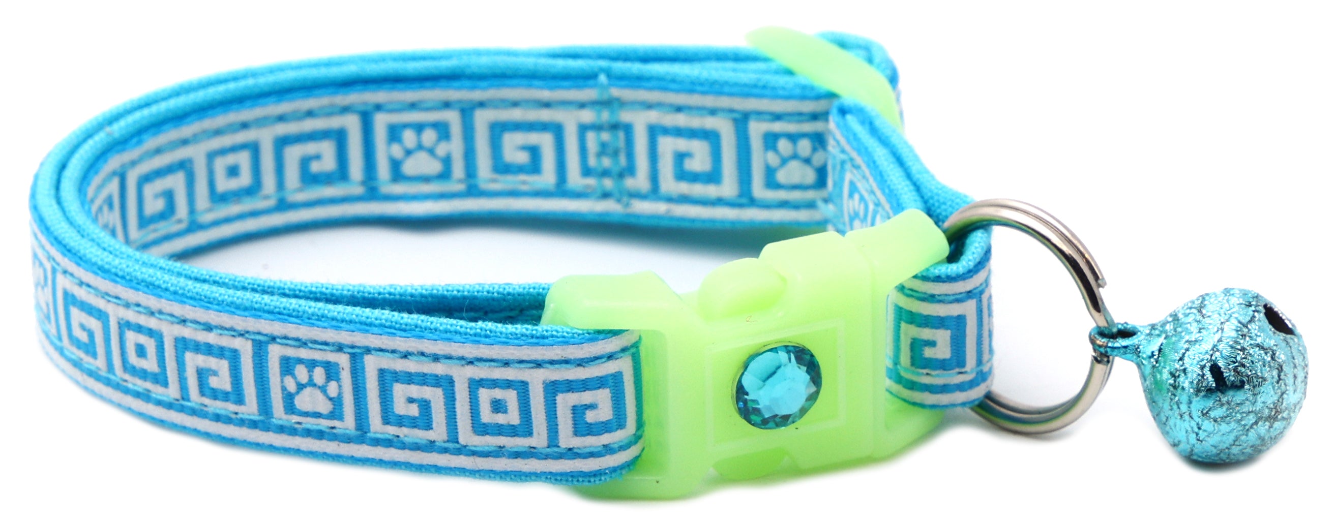 Greek Key Breakaway Cat Collar - Glow-in-Dark Pattern
