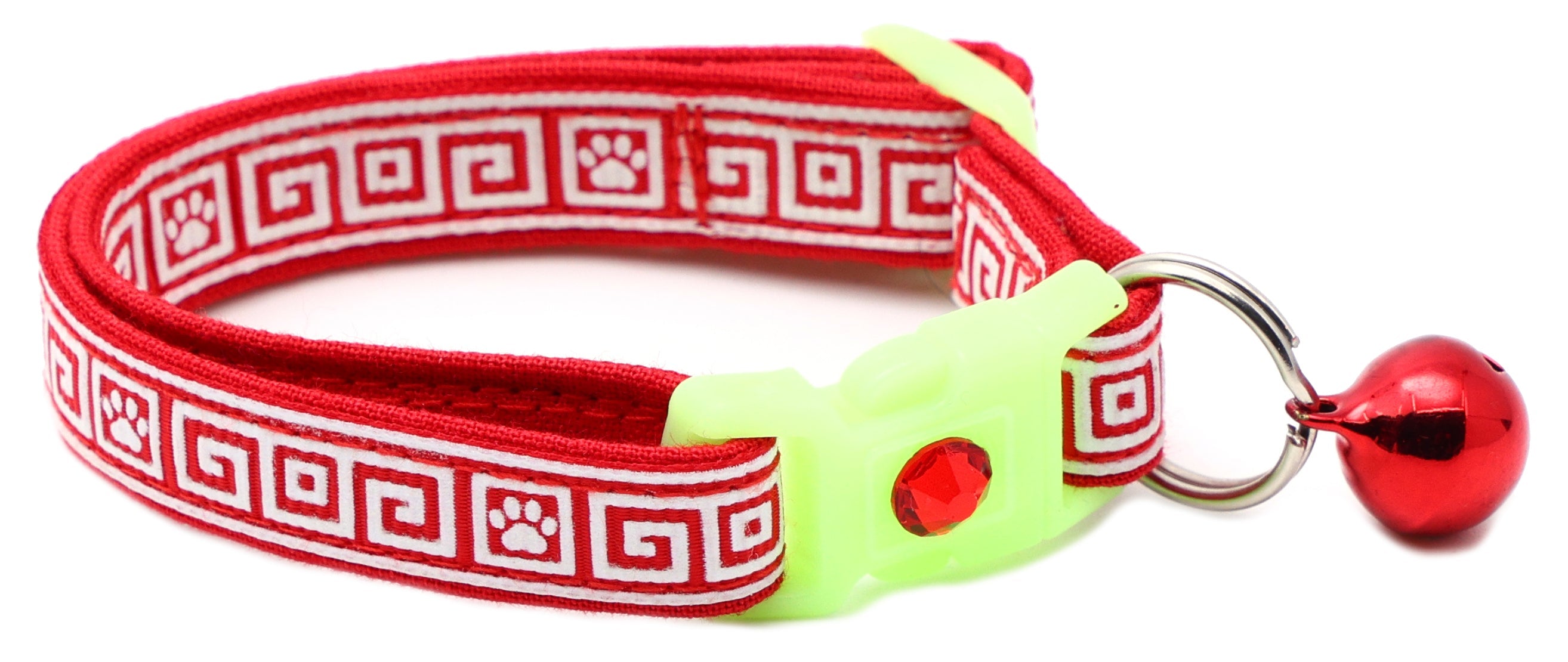 Greek Key Breakaway Cat Collar - Glow-in-Dark Pattern
