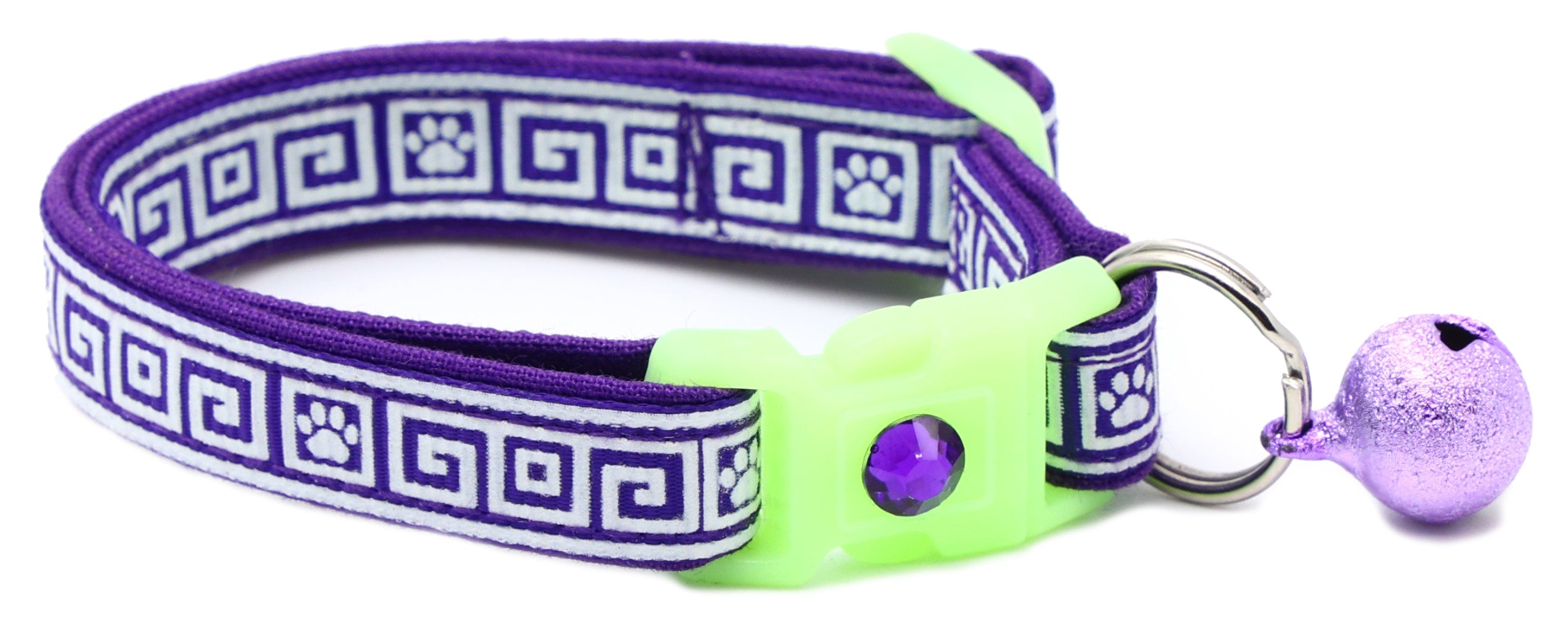 Greek Key Breakaway Cat Collar - Glow-in-Dark Pattern