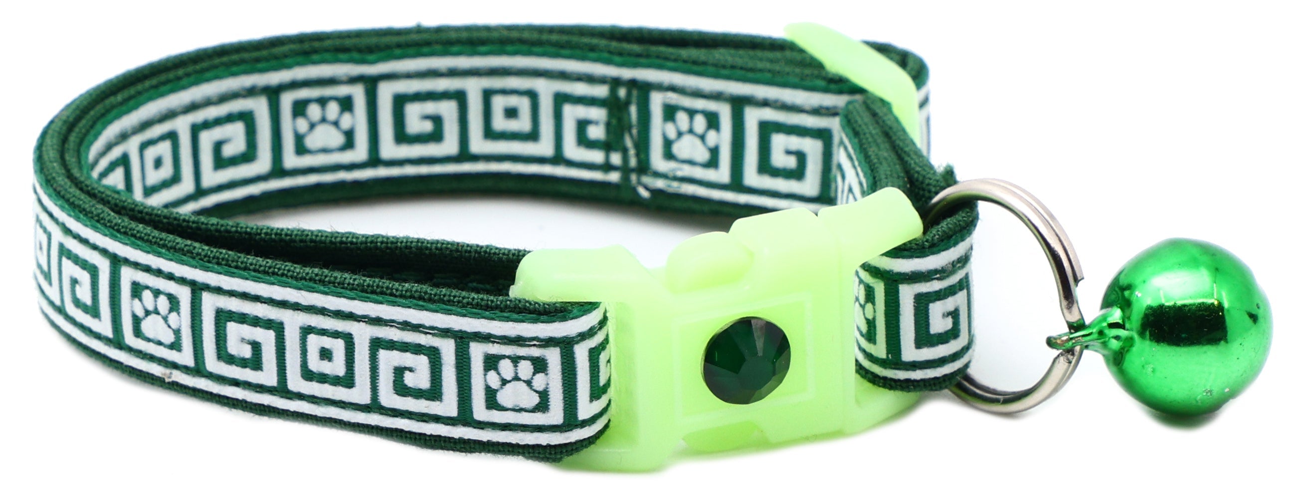 Greek Key Breakaway Cat Collar - Glow-in-Dark Pattern