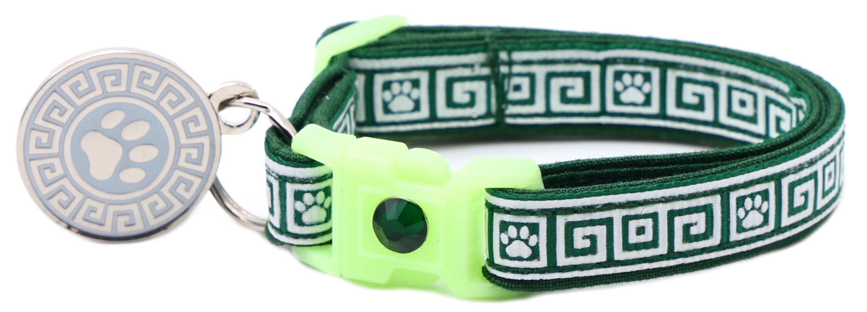 Greek Key Breakaway Cat Collar - Glow-in-Dark Pattern