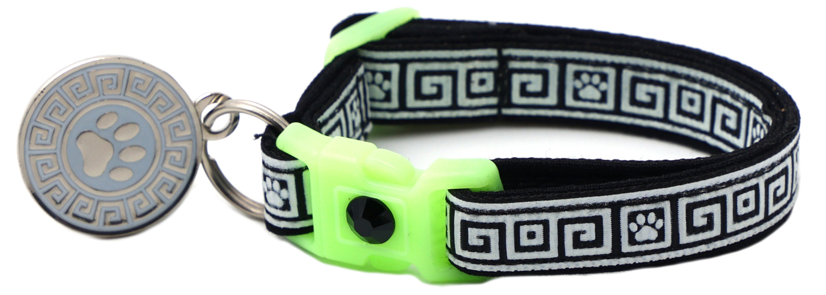 Greek Key Breakaway Cat Collar - Glow-in-Dark Pattern