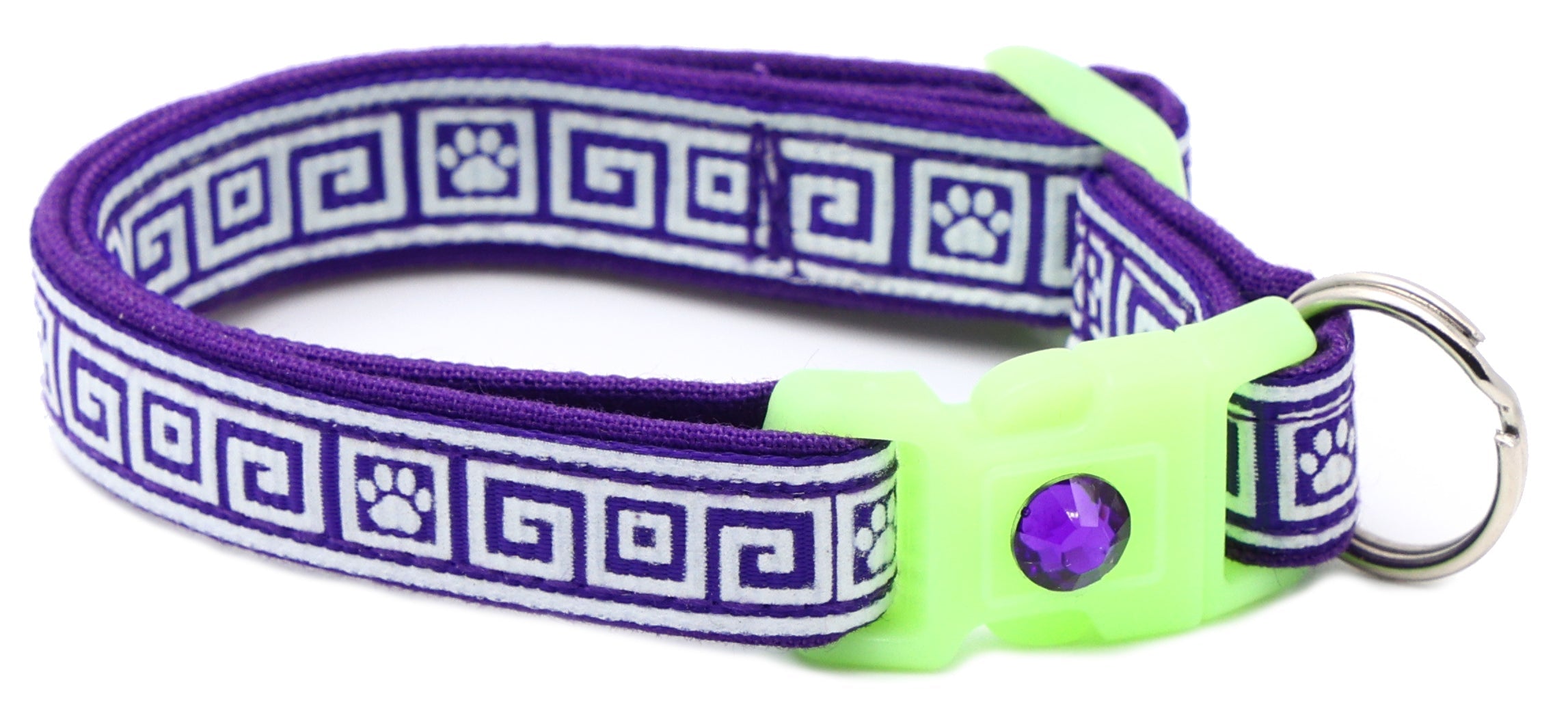 Greek Key Breakaway Cat Collar - Glow-in-Dark Pattern