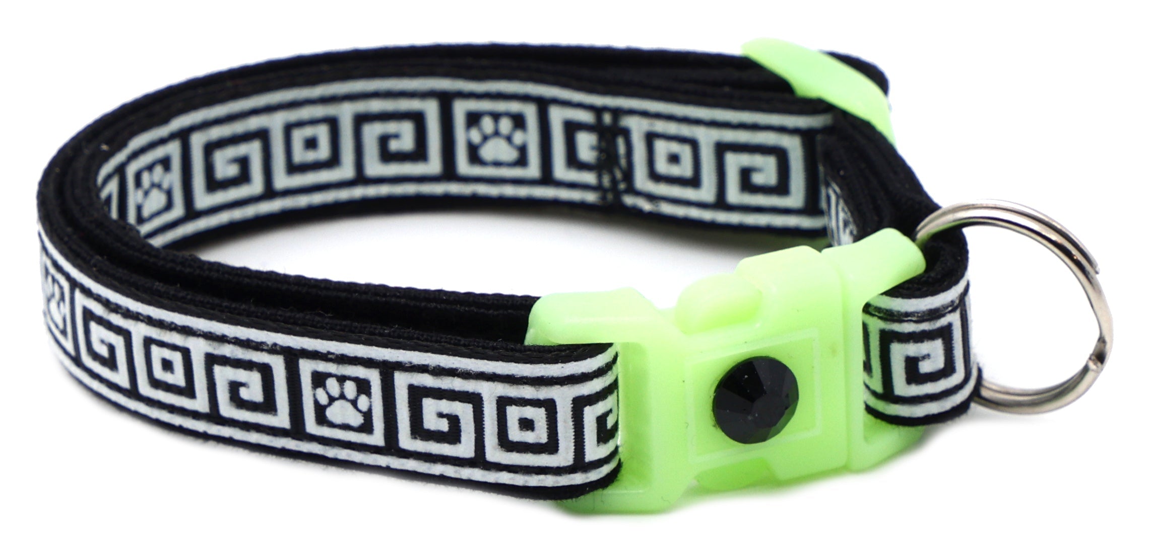 Greek Key Breakaway Cat Collar - Glow-in-Dark Pattern