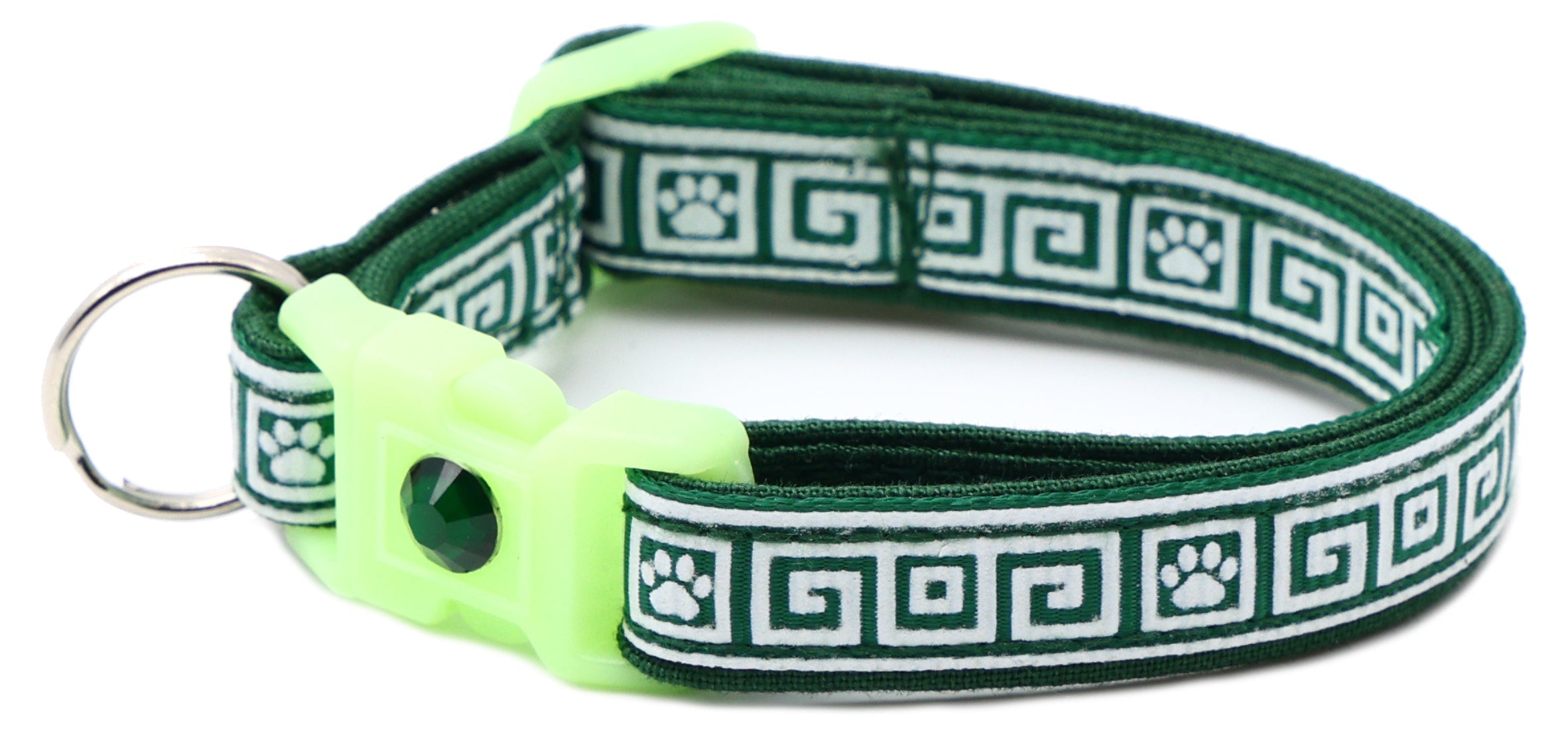 Greek Key Breakaway Cat Collar - Glow-in-Dark Pattern