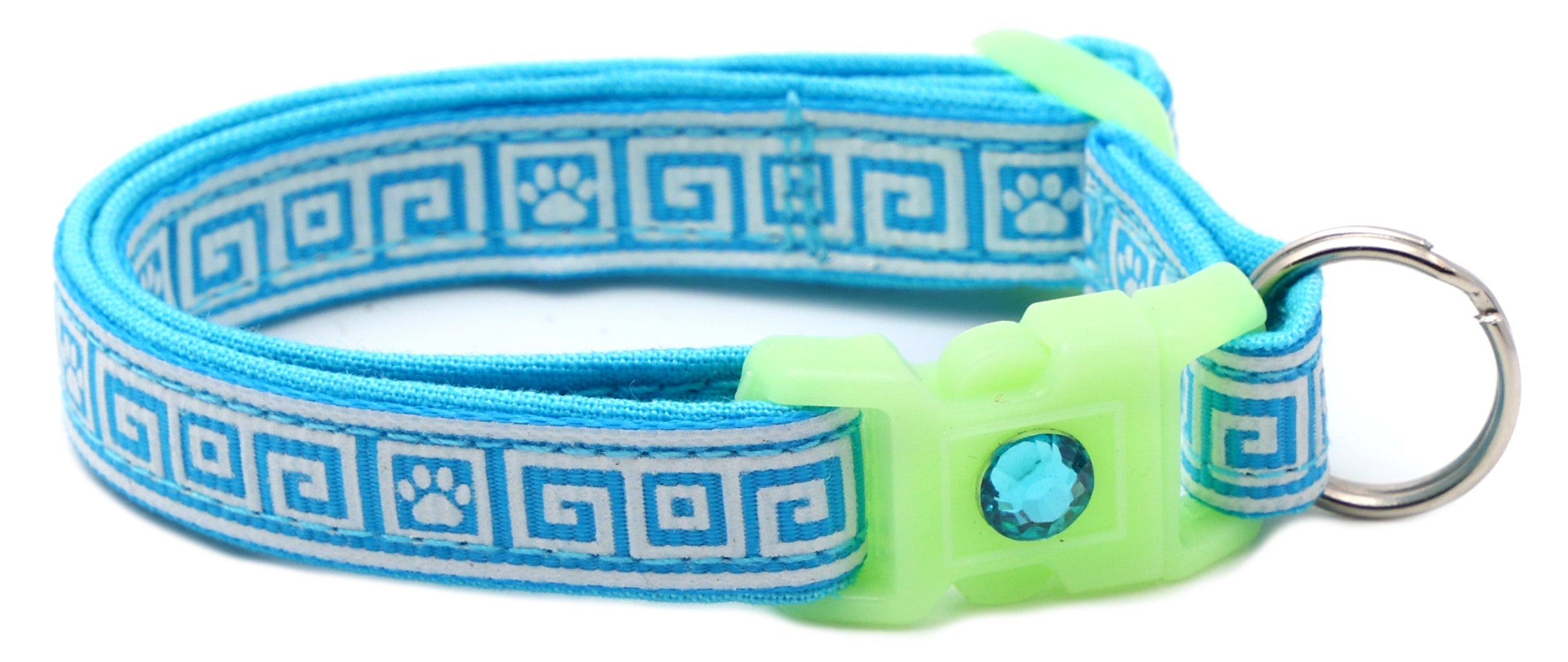 Greek Key Breakaway Cat Collar - Glow-in-Dark Pattern