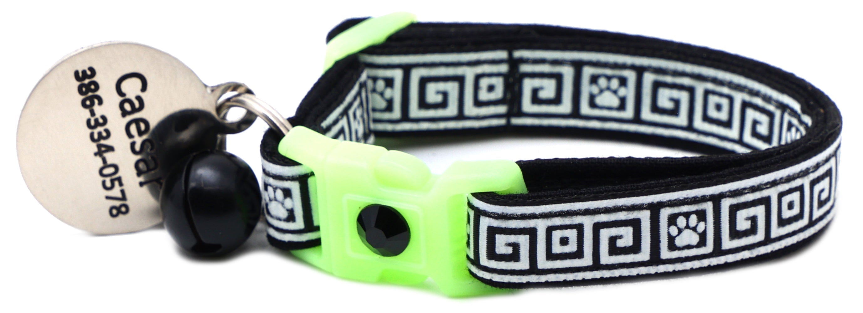 Greek Key Breakaway Cat Collar - Glow-in-Dark Pattern