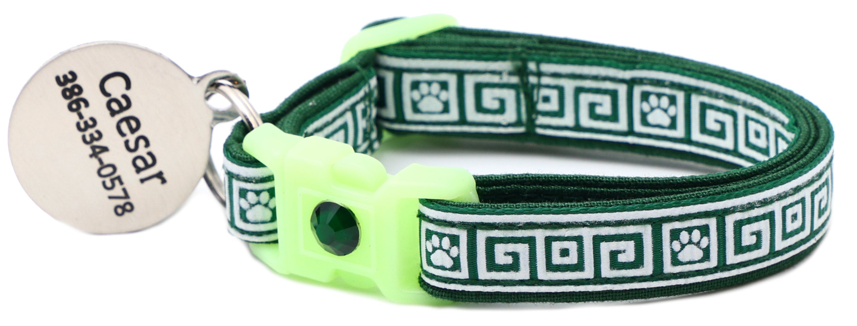 Greek Key Breakaway Cat Collar - Glow-in-Dark Pattern
