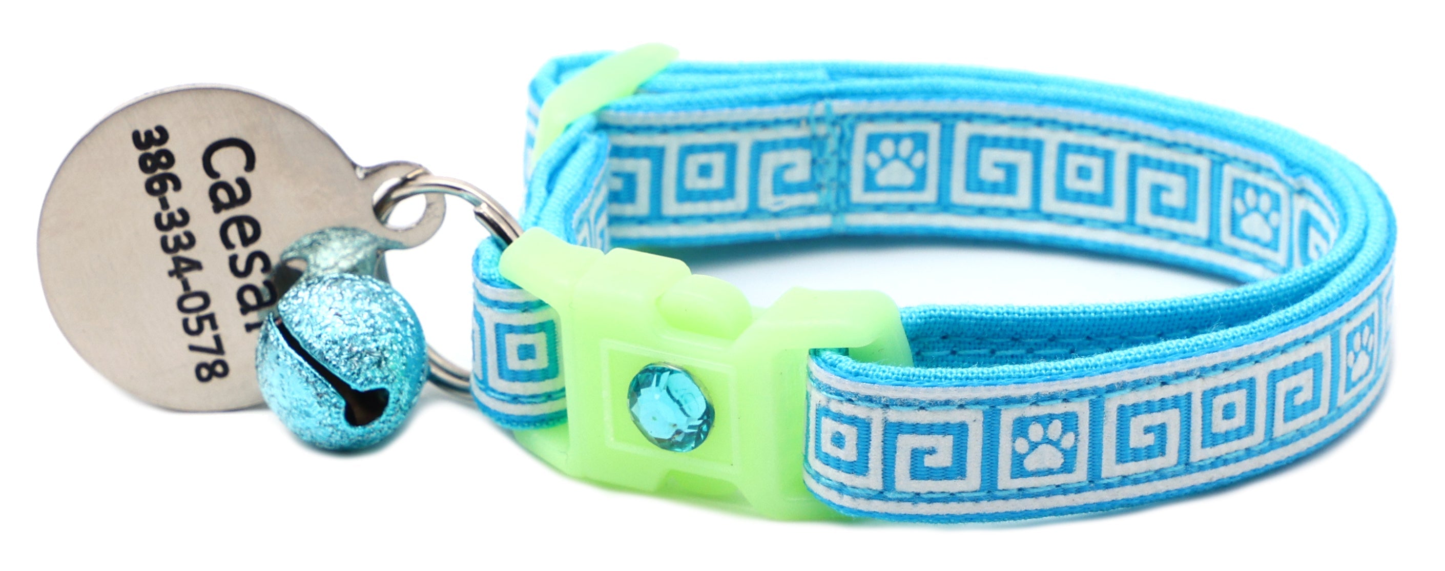 Greek Key Breakaway Cat Collar - Glow-in-Dark Pattern