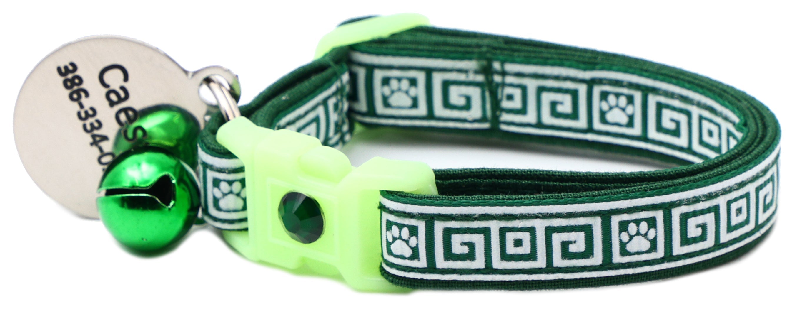 Greek Key Breakaway Cat Collar - Glow-in-Dark Pattern
