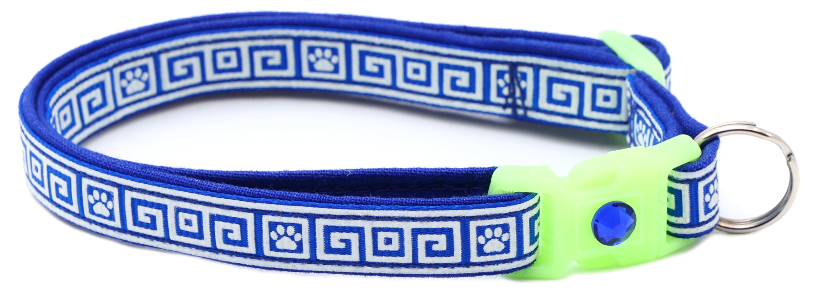 Greek Key Breakaway Cat Collar - Glow-in-Dark Pattern