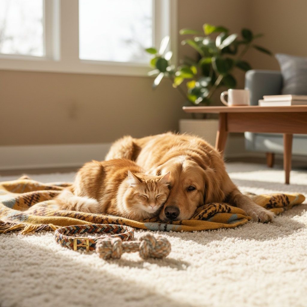 Happy pets with accessories