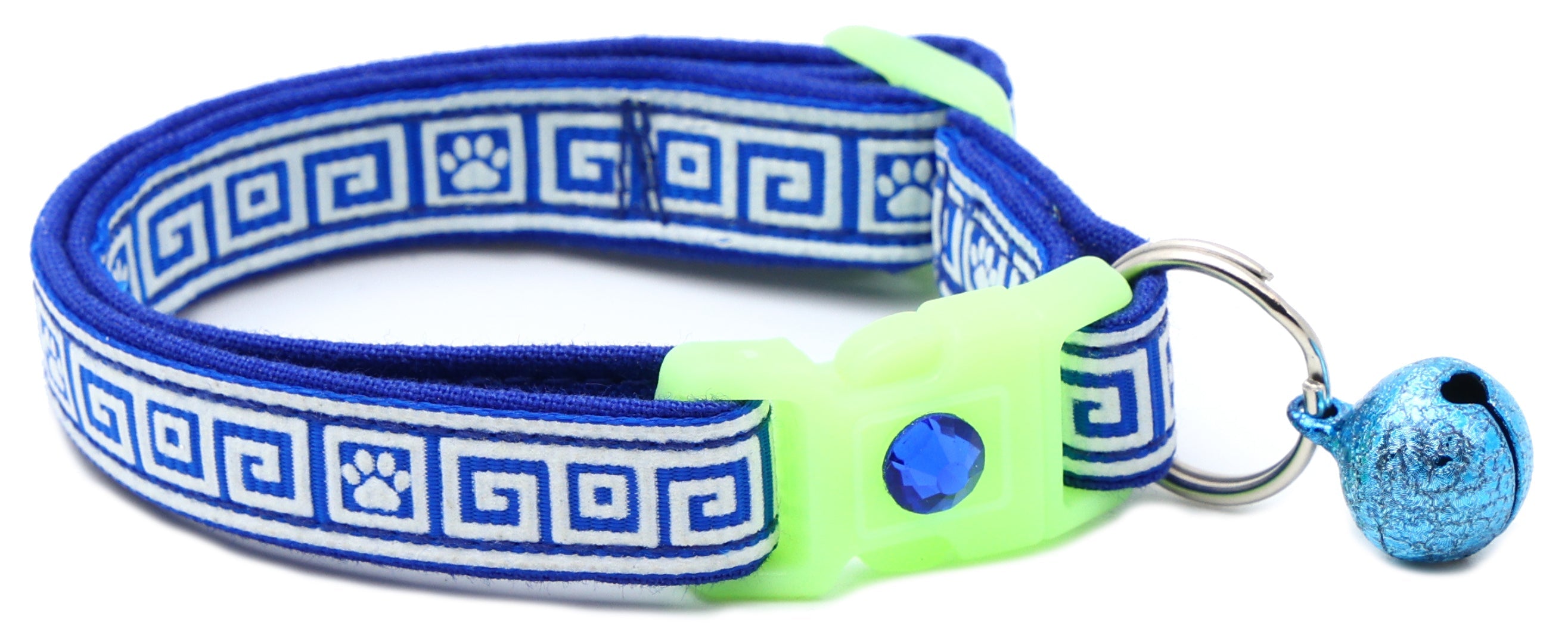 Greek Key Breakaway Cat Collar - Glow-in-Dark Pattern