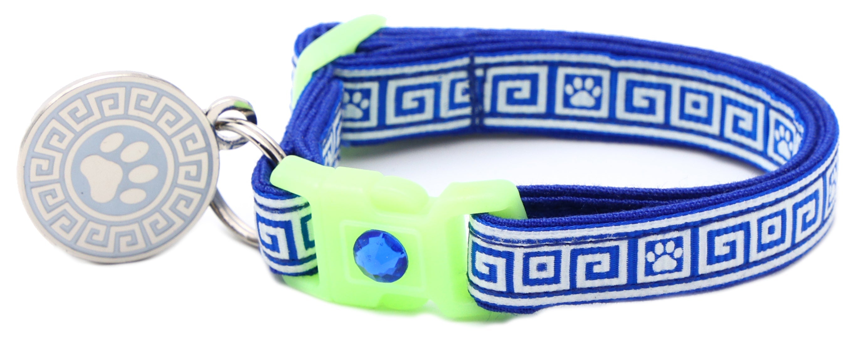 Greek Key Breakaway Cat Collar - Glow-in-Dark Pattern