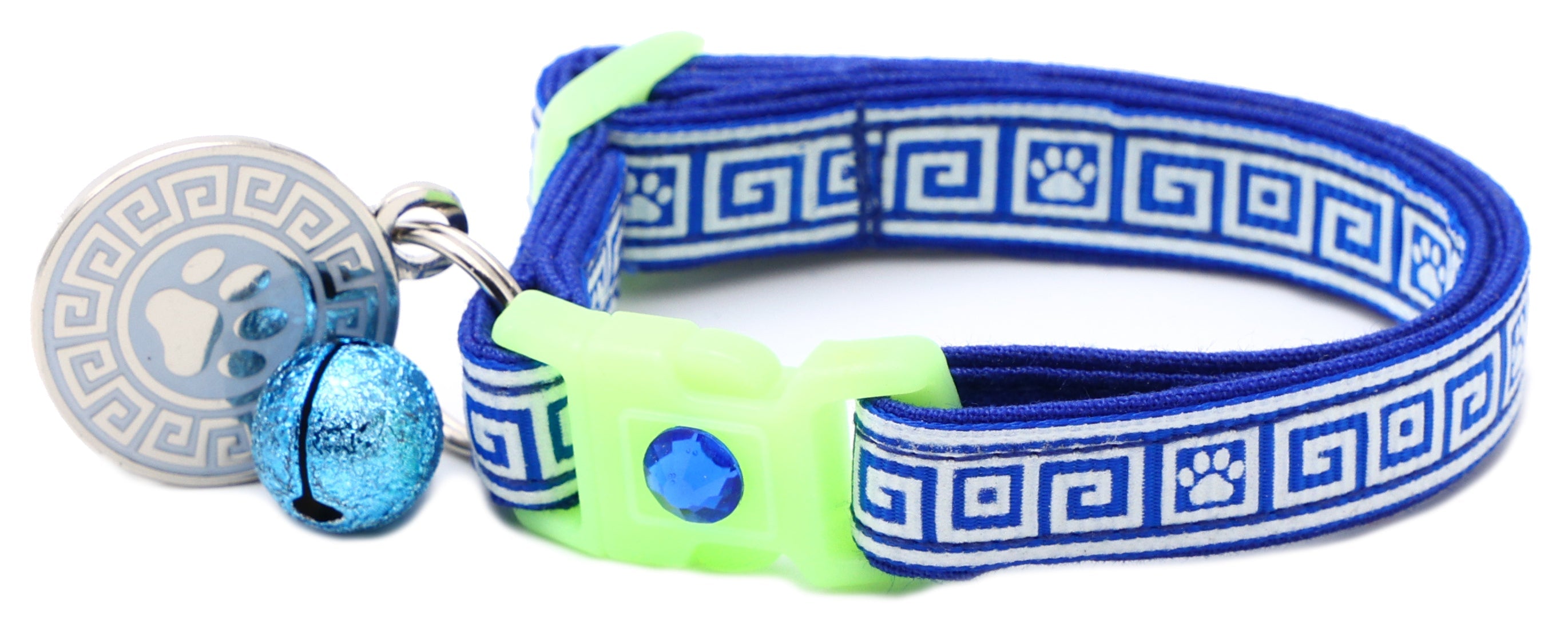 Greek Key Breakaway Cat Collar - Glow-in-Dark Pattern