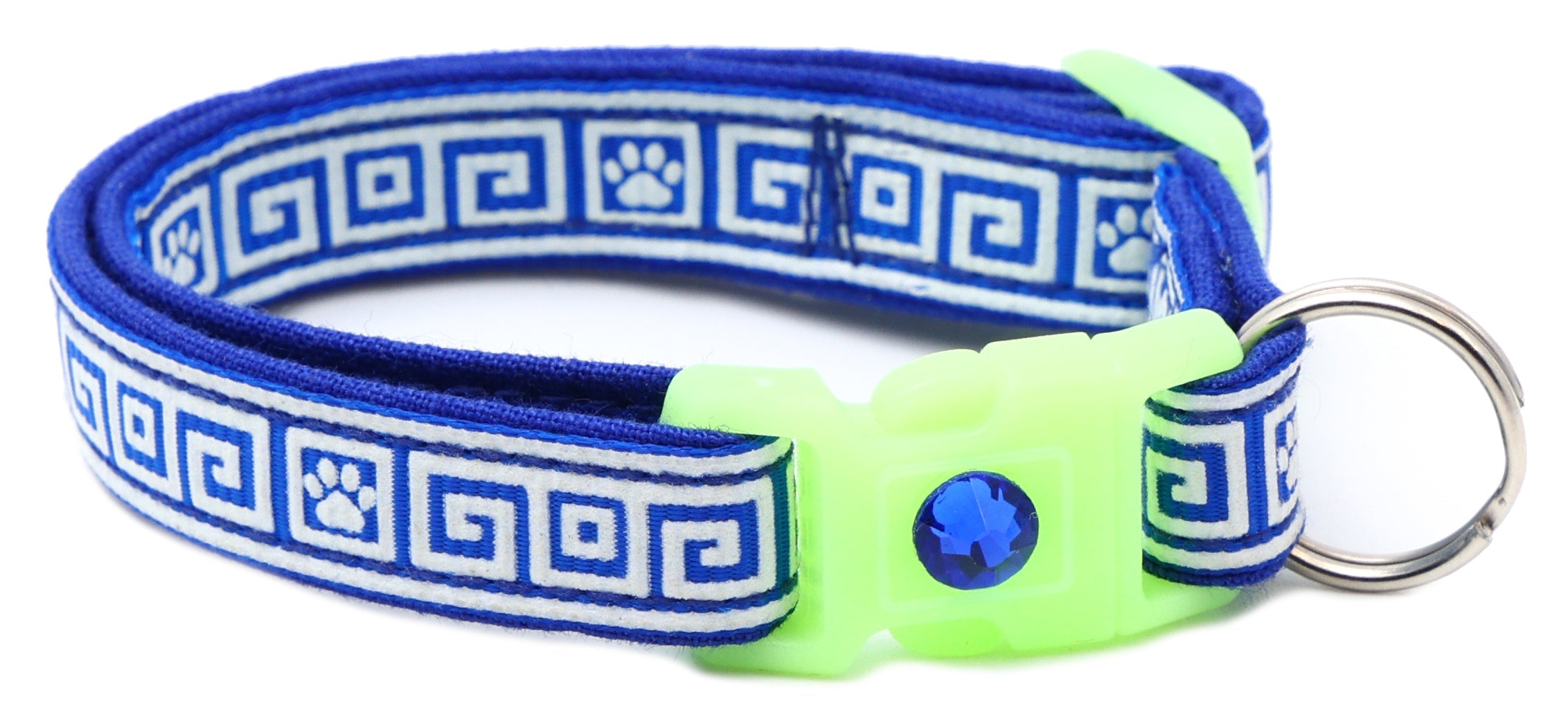 Greek Key Breakaway Cat Collar - Glow-in-Dark Pattern