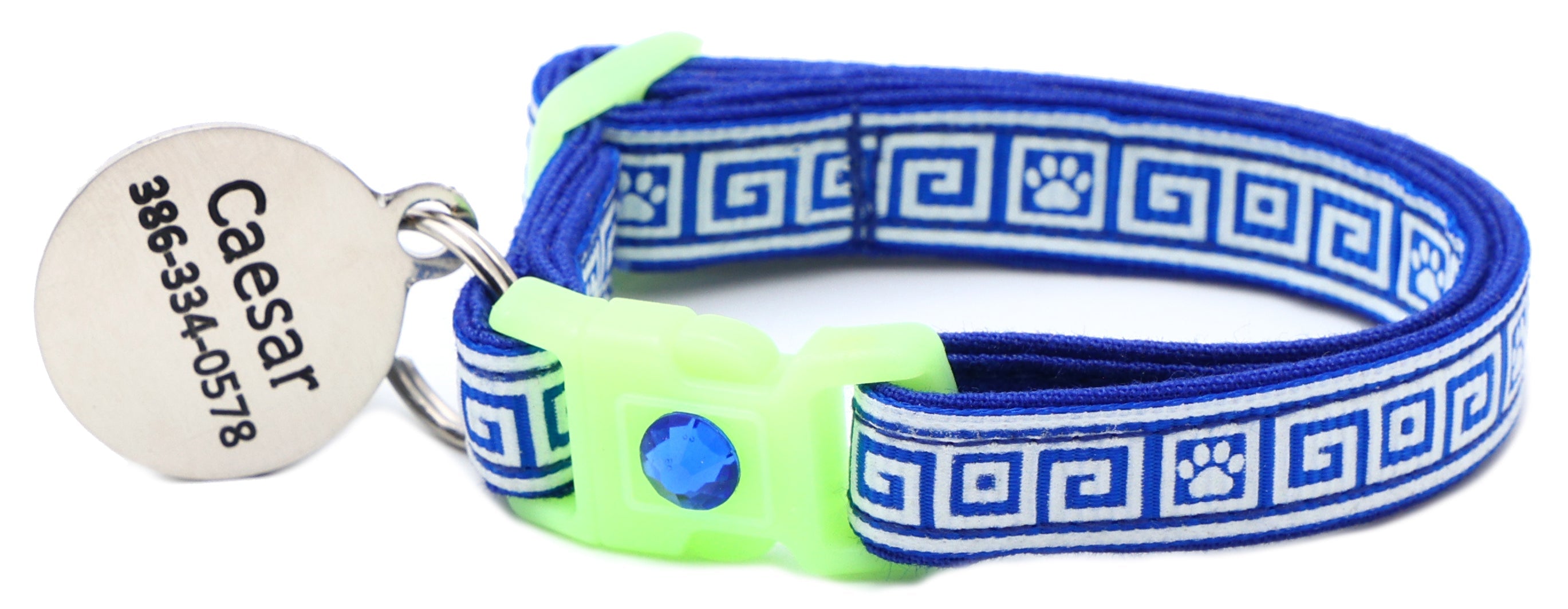 Greek Key Breakaway Cat Collar - Glow-in-Dark Pattern