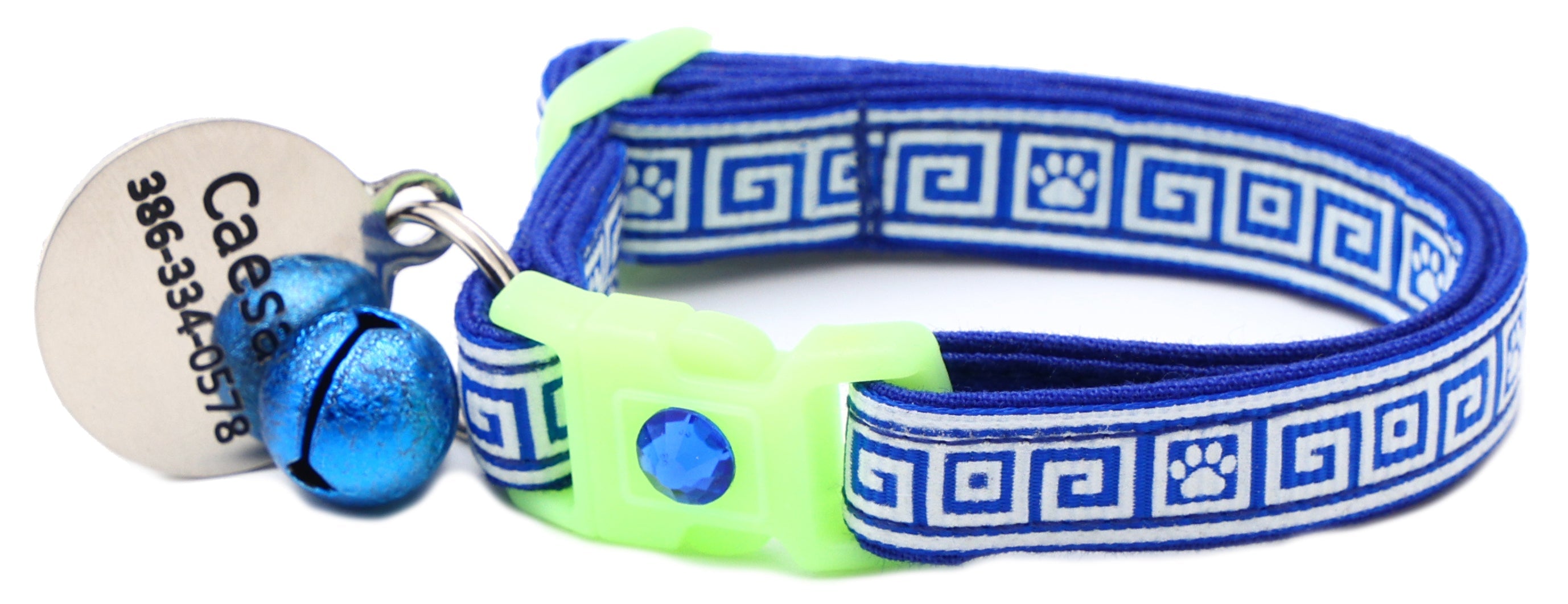 Greek Key Breakaway Cat Collar - Glow-in-Dark Pattern
